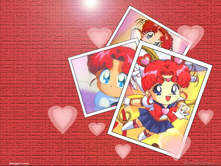 Chibi-Chibi - love, female, girl, collage, heart, anime girl, red, anime, sailormoon, cute