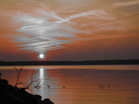 Peace - clouds, black, sea, dark, sun, sky