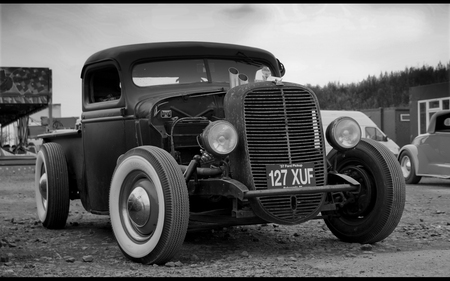 '37 Ford Pickup - ford, 1937, pickup, up, black and white, pick