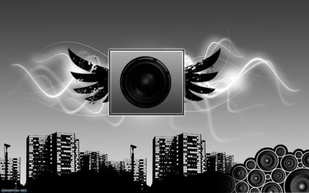 Soundbox - speaker, urban, wings, sound, speakers, vector, city, zindrex