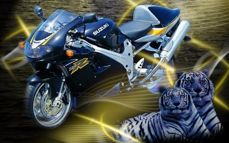 SuzukiTL1000-R Tigers - motorbike, abtract, suzukitl1000-r, blue, tigers, cool, art