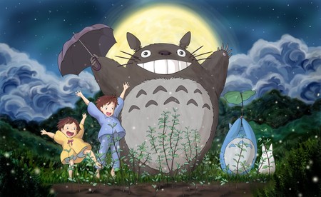 My Neighbour Totoro - clouds, moon, miyazaki hayao, hayao miyazaki, anime, my neighbour totoro, umbrella, miyazaki