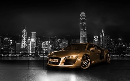 Auto Audi R8 Gold (WDS) - german cars, widesreen, wds, or, gold, audi r8, germany