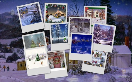 Christmas 31 - collage, xmas, blues, holiday, winter, widescreen, christmas, purples