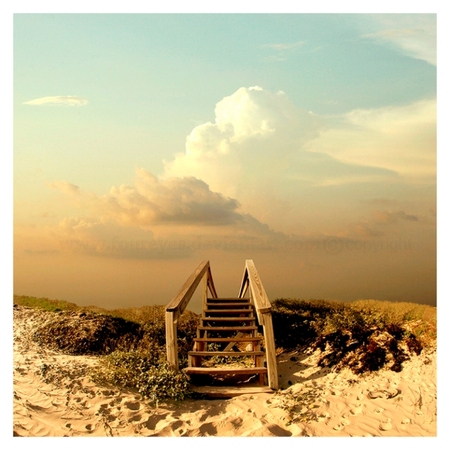 The Bridge to no where - clouds, beach, sand, sky, bridge