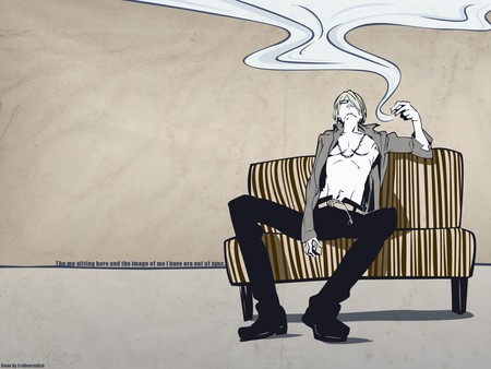 Sanji Having A Cigarette - cigarette, sanji, one piece