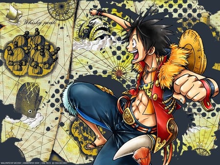 Luffy - map, one piece, luffy, rubber man