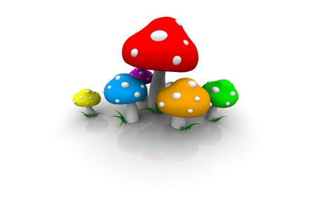 mushrooms - mushrooms, 3d, nature, hot