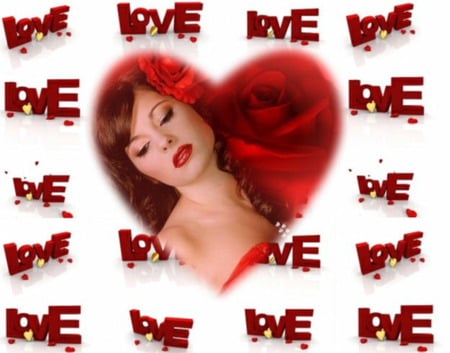 Sweet Love - love, scrapt art, valentine, lady