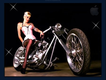 Bike-Hot Lady - bike, chopper, model, hot