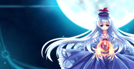 Kamishirasawa Keine - moon, capura l, anime, touhou, night, kamishirasawa keine