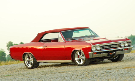 67 Chevelle Conv - red, bowtie, classic, conv