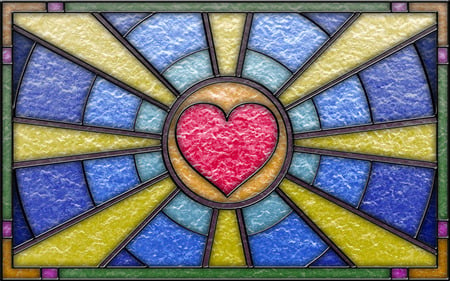 For the Love of Glass - love, hearts, windows, glass, stain glass, valentines day, colors