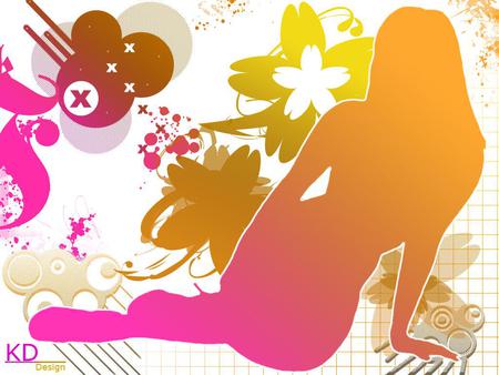 Delicate and Charming Girl - silhouette, vector, art, girl, flowers, colors