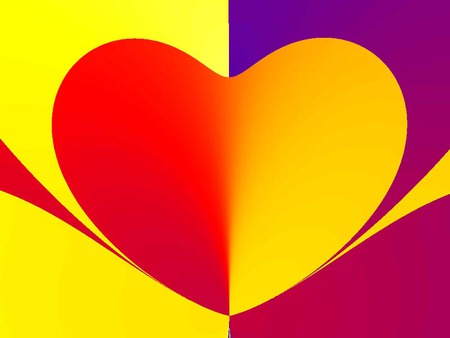 2 Tone Heart - colors, hearts, abstract