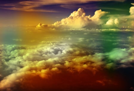 Clouds Color - clouds, sunrises, scenery, blue, photography, gold, colors, sunsets, wonderful, nature, rainbow, green, sky