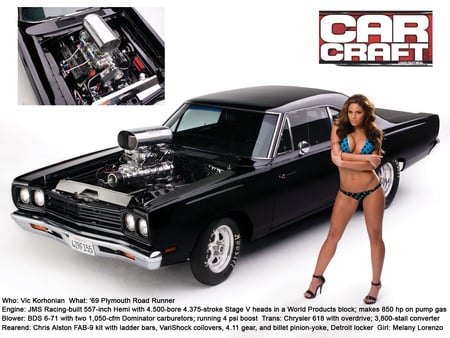 69 Plymouth - classic, hot, black car, model