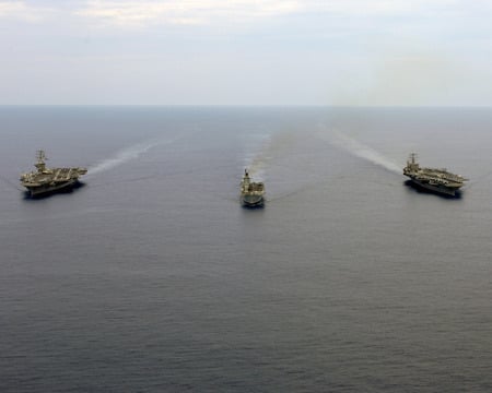 USS HARRY S. TRUMAN, HMS ILLUSTRIOUS, USS DWIGHT D. EISENHOWER - ships, carrier, cvn, military