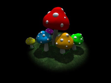 mushroom 2 - mushroom, abstract, dark, 3d, color