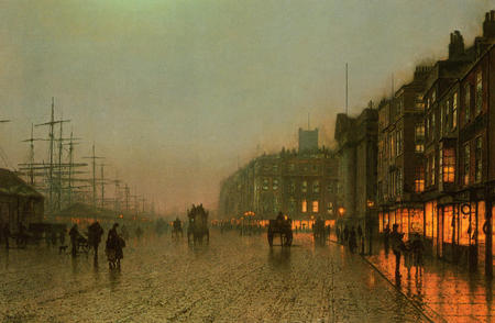 1875. Atkinson Grimshaw. Liverpool from Wapping - england, liverpool, victorian, painting