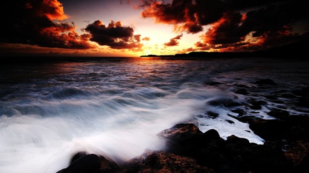 Ah..Ha.... - clouds, ray, gorgeous, ocean, sky