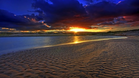 Beauty Is Pretty - beaches, sky, blue, sunset, ray