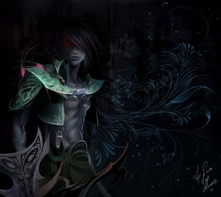 Dark Elf - elf, boy, black, green, dark