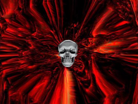 crainium red wall 1024x768. jpg - funky, red, wild, skull