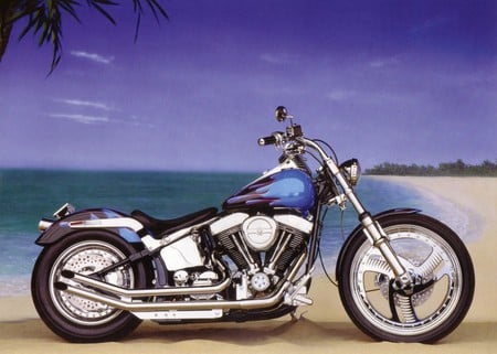 Harley-Davidson - bike, tuned, blue