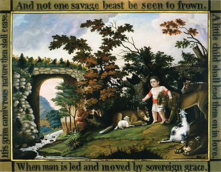 Edward Hicks. 1826 1830. Peaceable Kingdom of the Branch..jpg - art, quaker, american, naievety, bible