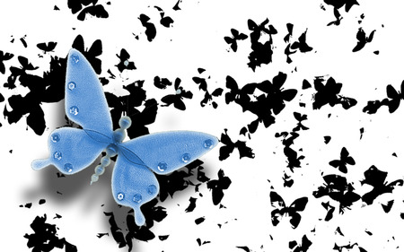 BORBOLETA AZUL - butterfly, black and white