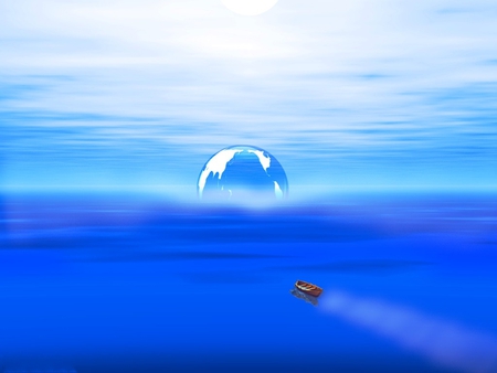 TO THE EARTH - planet, blue, boat, earth