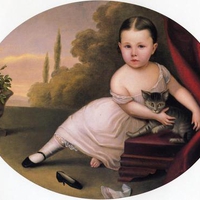 Nicola Marshall. c1859. Young girl with cat