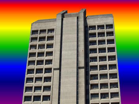 Building - abstract, rainbow colors, building