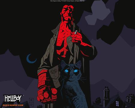 Hellboy & Cat - hellboy, mignola, black horse