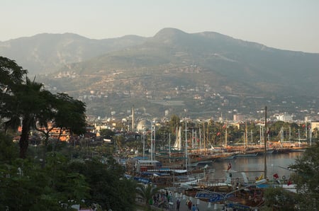 Alanya harbor boulevard - architecture, monuments, alanya, turkey