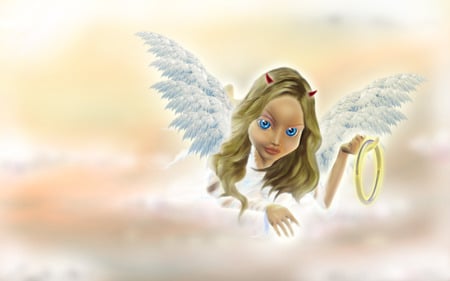 My little Angel - love, angel, girl, clouds, wings, heaven