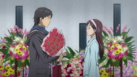 Here, bought you flowers. - anime, love, bought, flowers