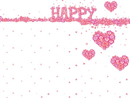 Happy Hearts - word, love, hearts, falling, line, happy