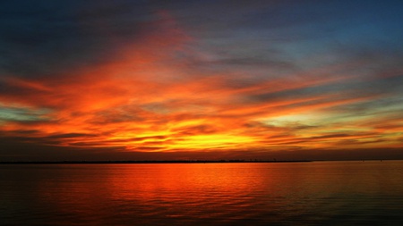 Gold Is Golden - sky, lakes, ray, reflection, clouds, colorful