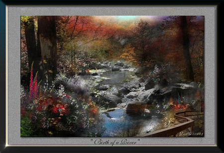 Birth of a river - forest, rivers, flowers, trees, nature, art