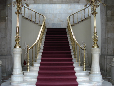 Beautiful stairs - style, gorl, elegant, marble, white, red, classic, house, palace