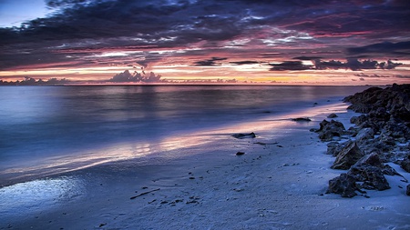 Mighty Wonder - beaches, sky, light, blue, clouds, rock