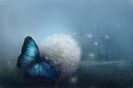 butterfly - flowers, nature, blue, butterfly, spring