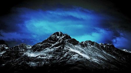 Dare You Come - clouds, black, blue, mountain, sky