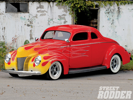 40 Ford Coupe - red, ford, yellow, classic