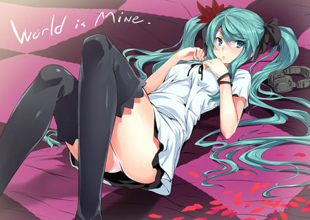 Hatsune Miku - hatsune miku, sexy, girl, twintails, blue eyes, long hair, blue hair, vocaloid, anime, cute