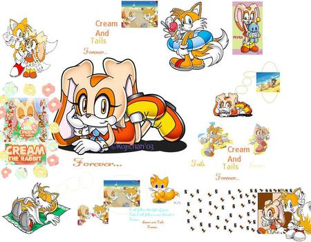 Cream and Tails forever wallpaper  - tails, cream, sonic tags, cartoon, anime, video games