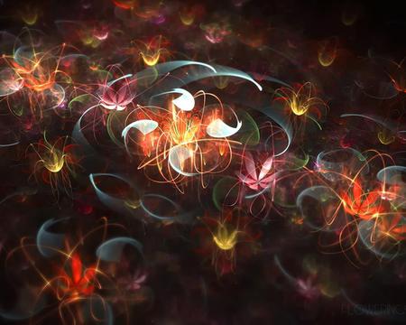 Flower Swirls - fractal, flowers, garden, glowing