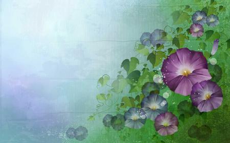 Dainty Petunias - art, petunias, flowers, garden, misty